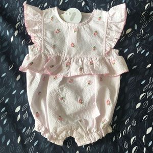 NWT pink rose Mudpie romper 3-6 mos